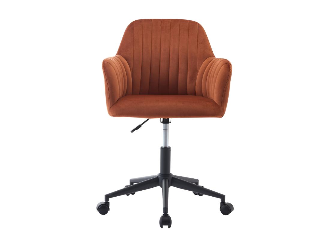 Vente Unique Chaise De Bureau - Velours - Terracotta Et Noir - Hauteur Réglable - ELEANA