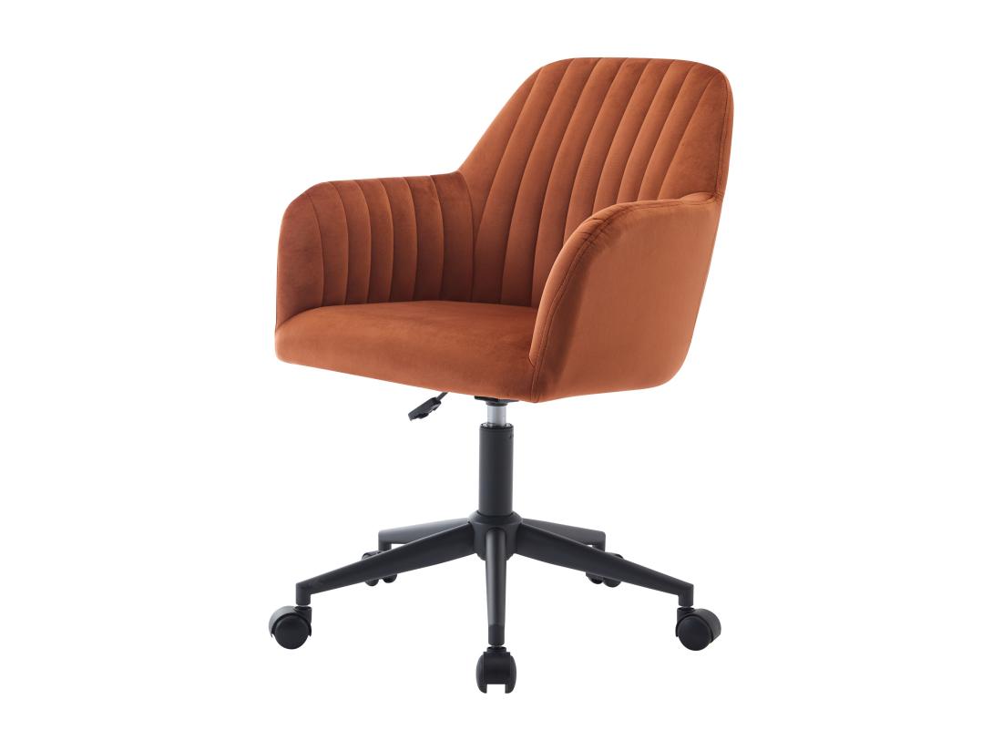 Vente Unique Chaise De Bureau - Velours - Terracotta Et Noir - Hauteur Réglable - ELEANA