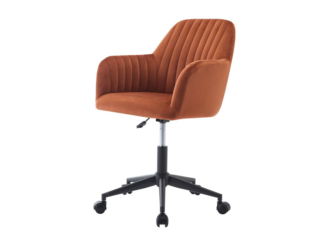 Vente Unique Chaise De Bureau - Velours - Terracotta Et Noir - Hauteur Réglable - ELEANA