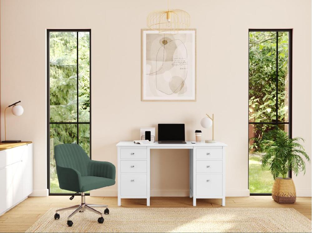 Vente Unique Chaise De Bureau - Velours - Vert Et Argenté - Hauteur Réglable - ELEANA