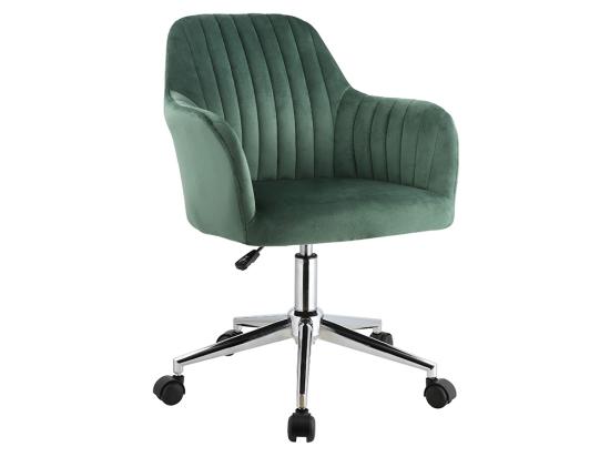 Vente Unique Chaise De Bureau - Velours - Vert Et Argenté - Hauteur Réglable - ELEANA