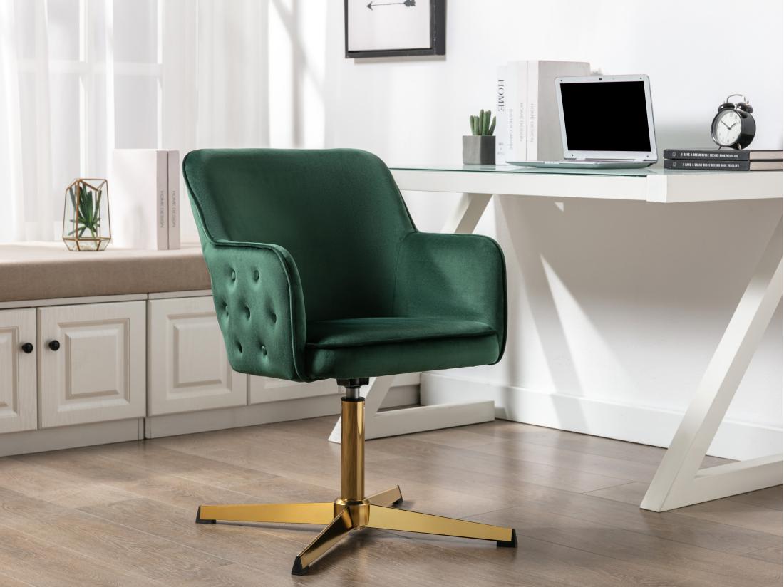 Vente Unique Chaise De Bureau - Velours - Vert Et Doré - CAPULI De Pascal Morabito