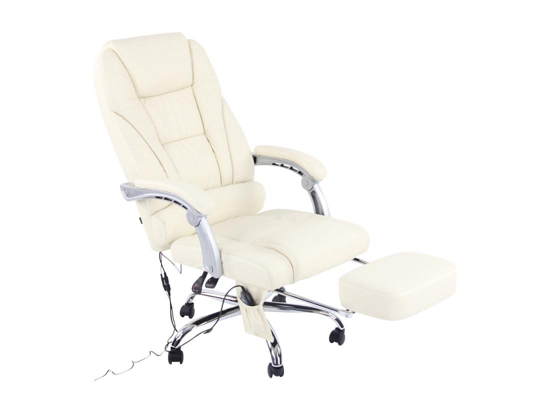 Vente Unique Chaise De Bureau - Véritable Cuir - Crème - Pacific