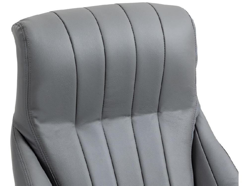 Vente Unique Chaise De Bureau - Véritable Cuir & Métal Chromé - Gris - Wigan