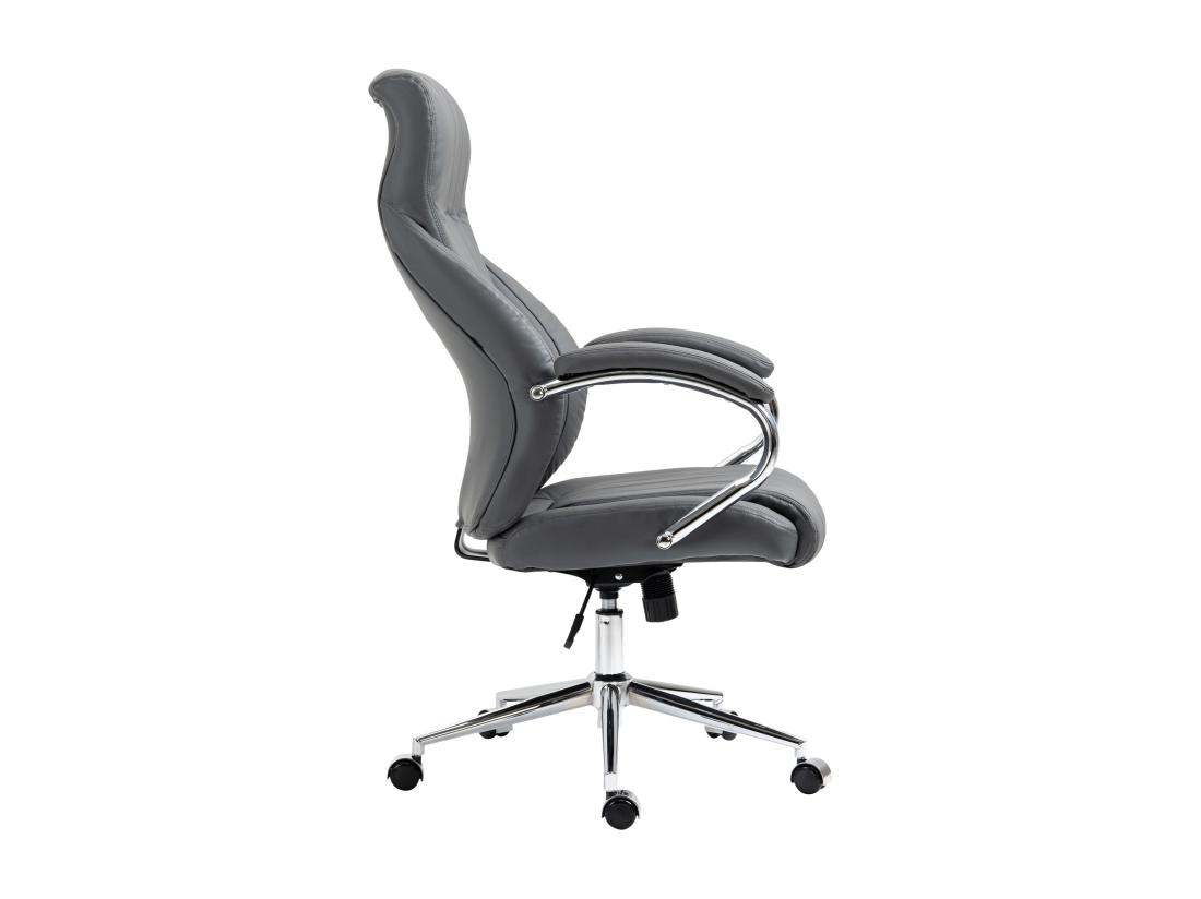 Vente Unique Chaise De Bureau - Véritable Cuir & Métal Chromé - Gris - Wigan
