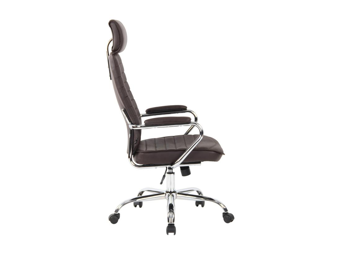 Vente Unique Chaise De Bureau - Véritable Cuir & Métal Chromé - Marron - Rako