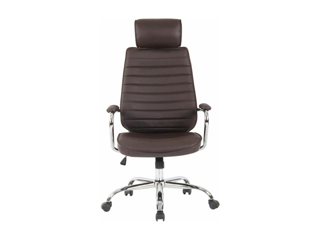 Vente Unique Chaise De Bureau - Véritable Cuir & Métal Chromé - Marron - Rako
