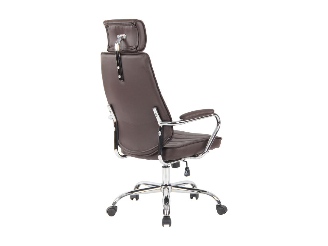 Vente Unique Chaise De Bureau - Véritable Cuir & Métal Chromé - Marron - Rako
