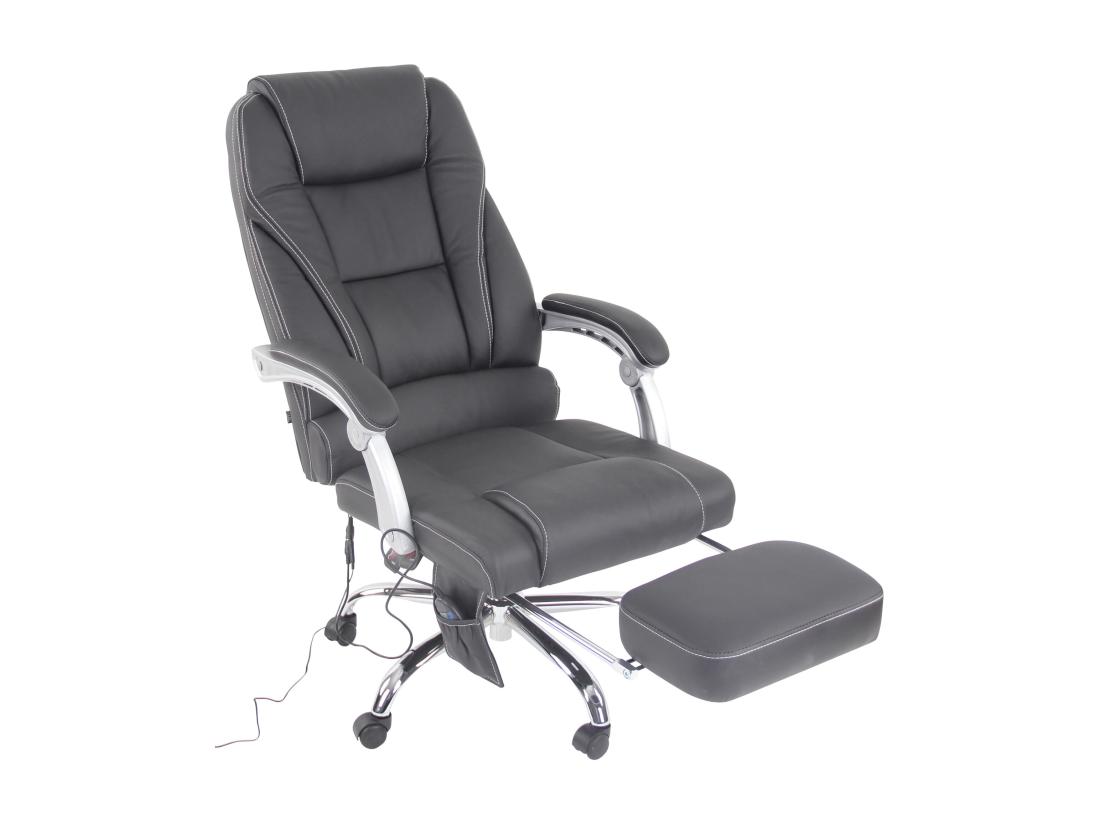 Vente Unique Chaise De Bureau - Véritable Cuir - Noir - Pacific