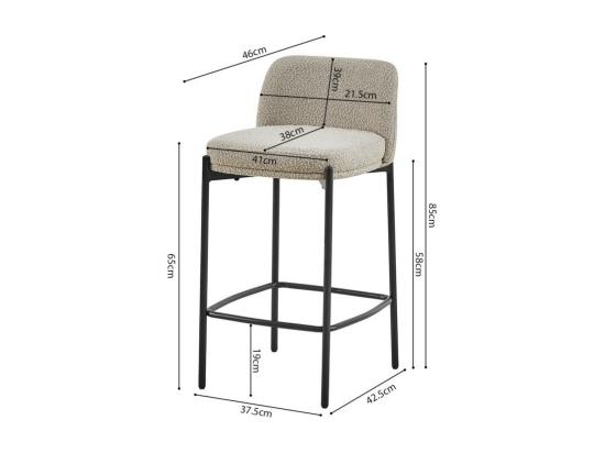 Vente Unique Chaise De Comptoir ELISE – Couleur Sable – Pieds En Métal – Hauteur 85 Cm – Style Moderne