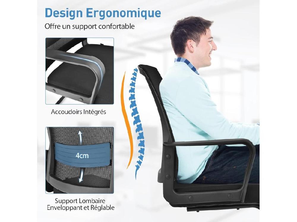 Vente Unique Chaise De Conférence Lot De 2 Chaise Ergonomique En Maille à Dossier Moyen Avec Siège Rembourré Charge Max 136 Kg