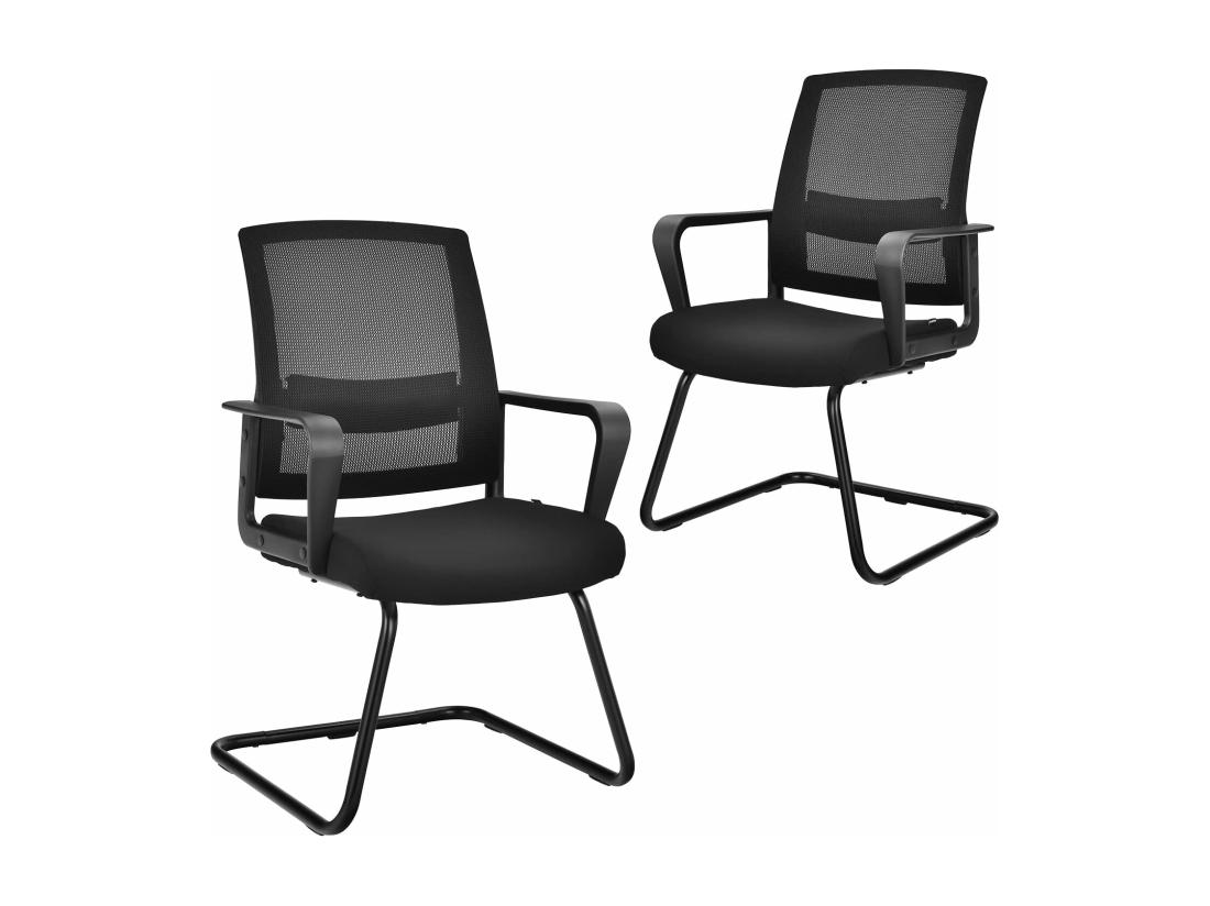 vente unique Chaise de Conférence Lot de 2 Chaise Ergonomique en Maille à Dossier Moyen avec Siège Rembourré Charge Max 136 kg