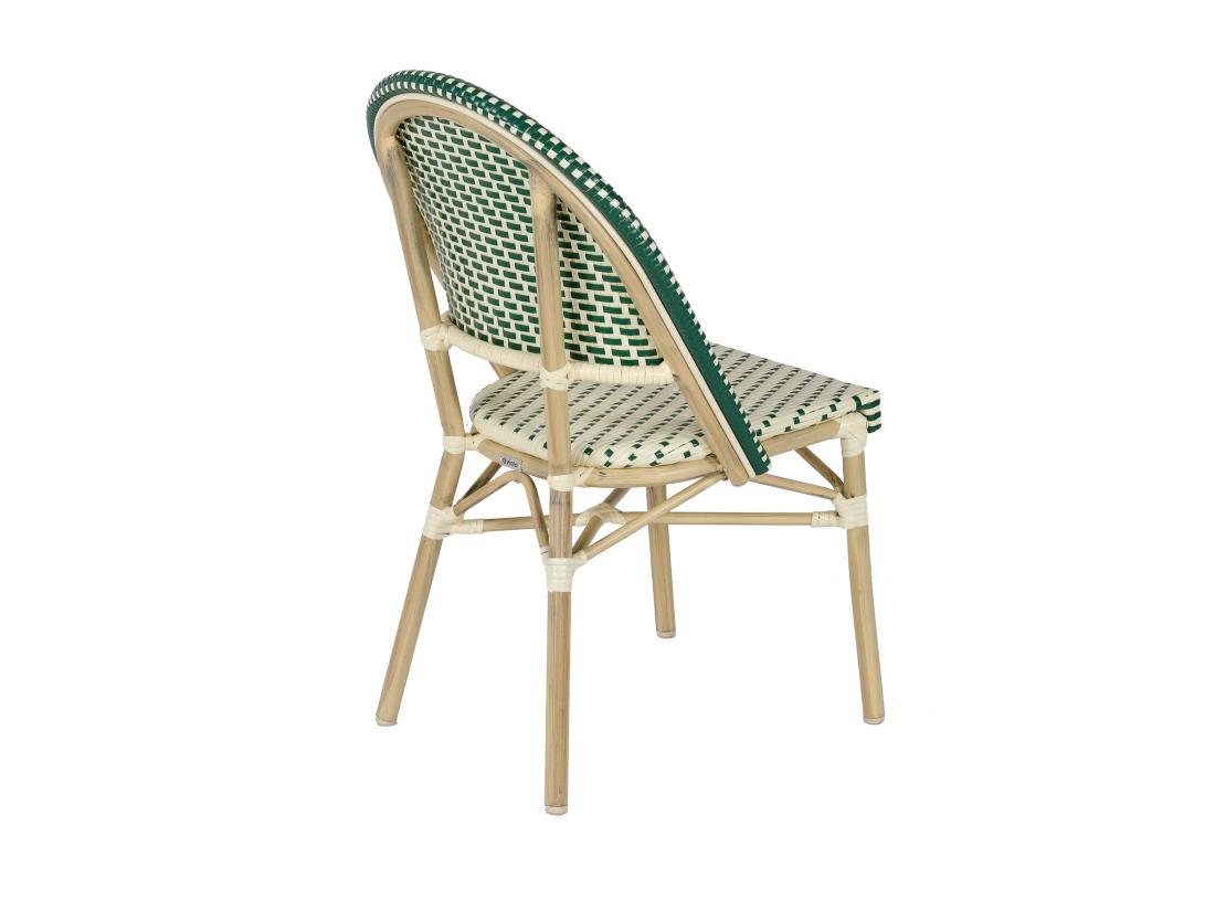 Vente Unique Chaise De Terrasse Bistrot Parisien En Aluminium Et Rotin Vert Foncé