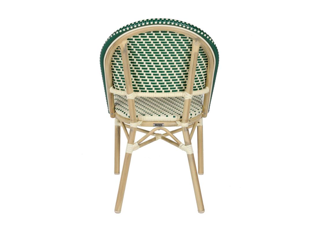 Vente Unique Chaise De Terrasse Bistrot Parisien En Aluminium Et Rotin Vert Foncé