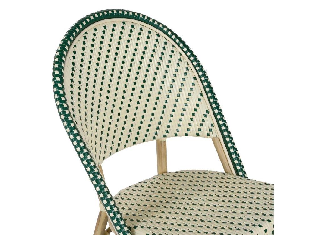 Vente Unique Chaise De Terrasse Bistrot Parisien En Aluminium Et Rotin Vert Foncé