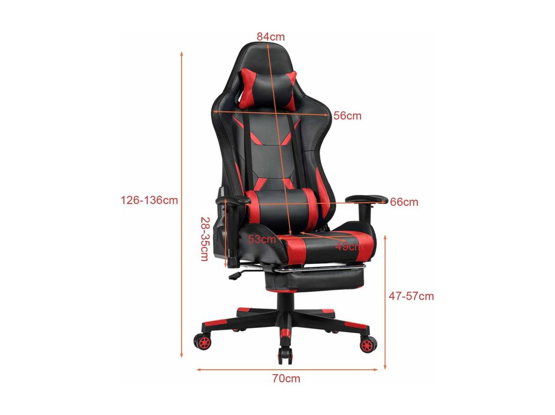 Vente Unique Chaise Gaming RVB Fauteuil Gamer Éclairage LED 358 Effets En PU Avec Dossier Hauteur Et Repose Pieds Réglable Rouge