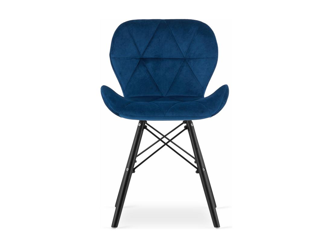 Vente Unique Chaise LAGO En Velours - Bleu Marine / Pieds Noirs X 1
