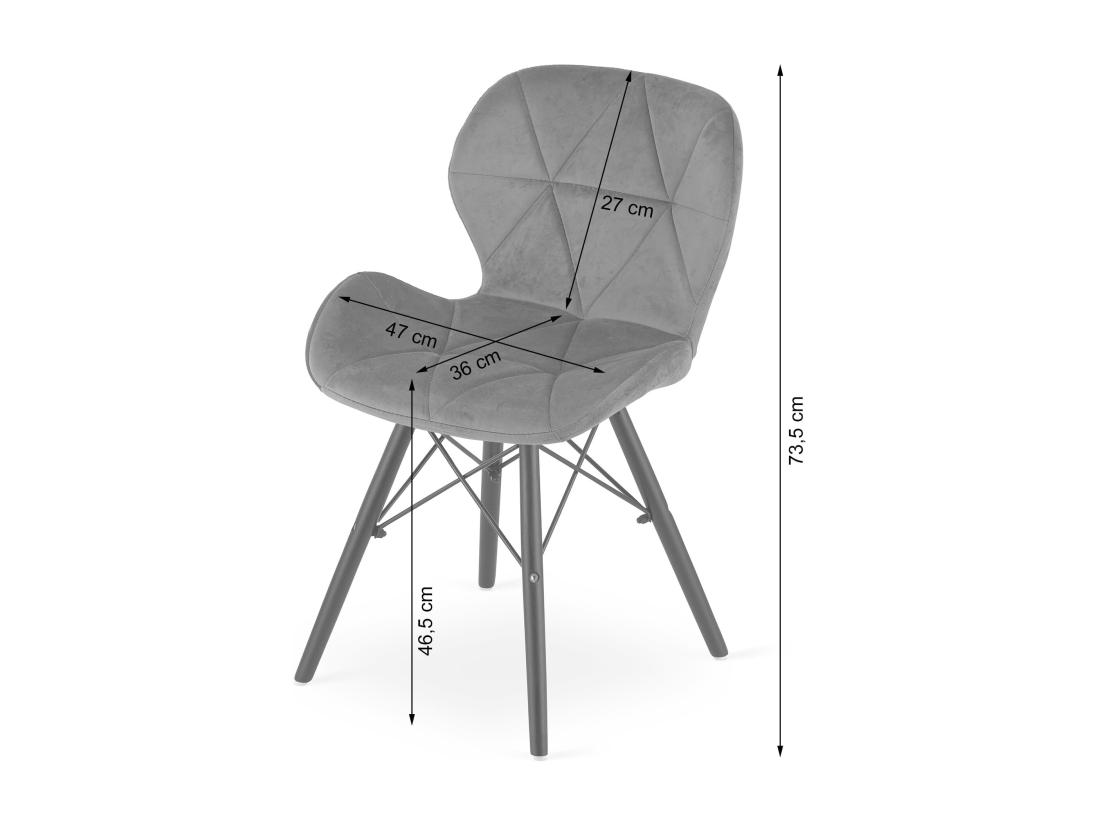 Vente Unique Chaise LAGO En Velours - Bleu Marine / Pieds Noirs X 1