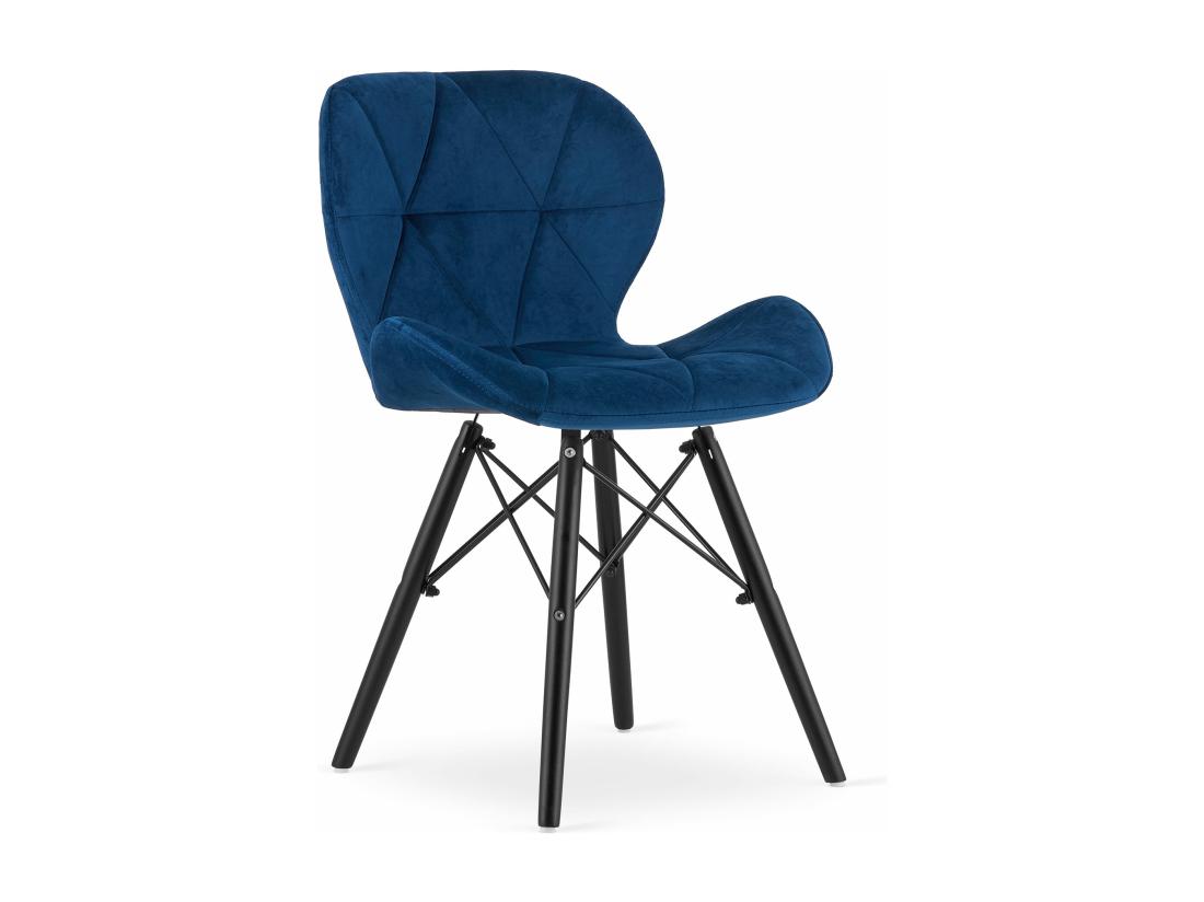 vente unique Chaise LAGO en velours - bleu marine / pieds noirs x 1