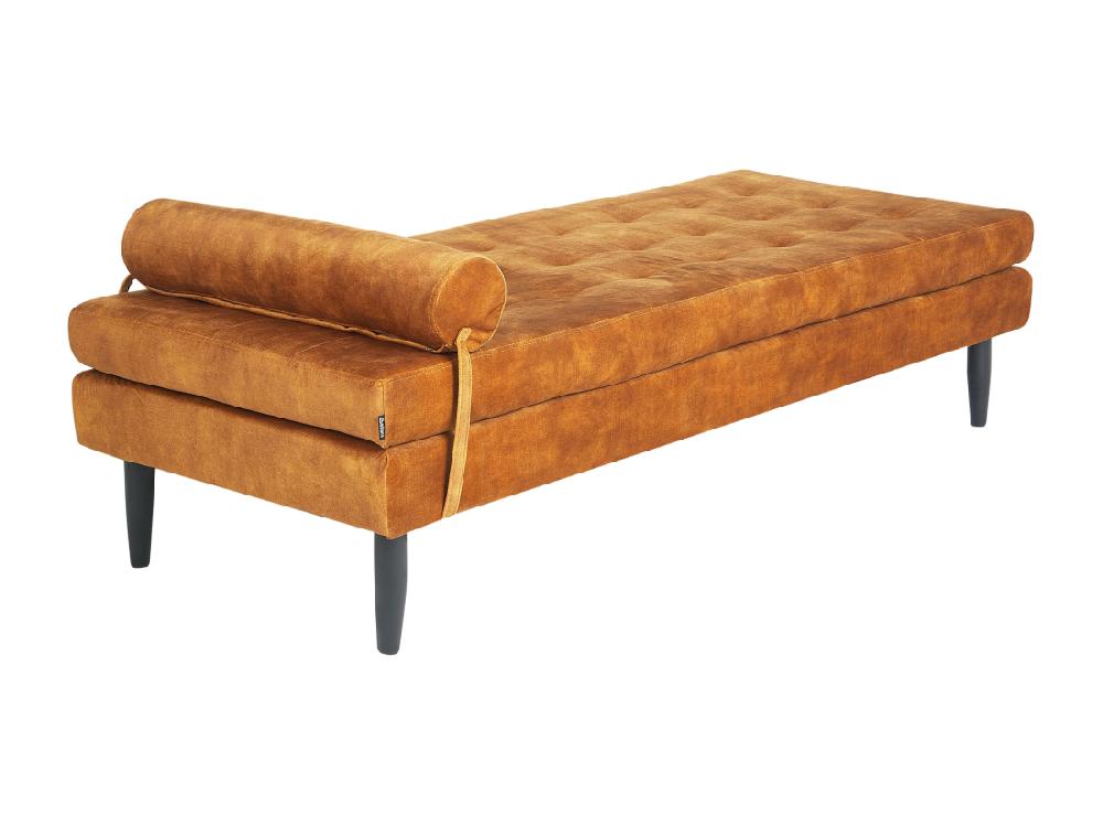 vente unique Chaise longue 180 x 70 cm en velours jaune USSEL