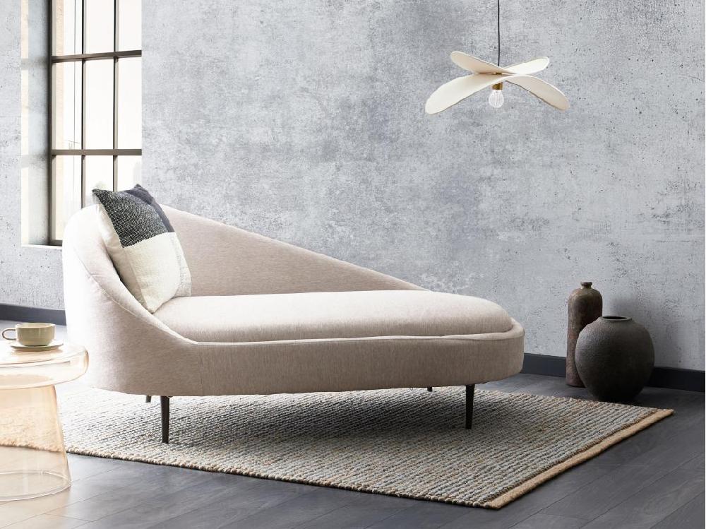 Vente Unique Chaise Longue à Droite En Tissu Taupe VALREAS