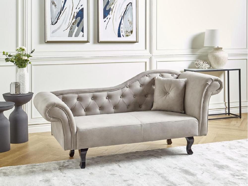 vente unique Chaise longue à gauche en velours taupe LATTES II