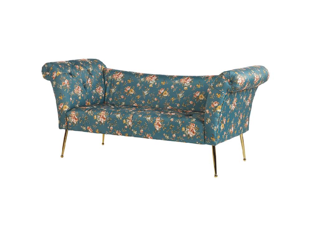 Vente Unique Chaise Longue à Motif Floral Bleu NANTILLY