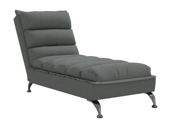 Vente Unique Chaise Longue Avec Coussins Gris Foncé Tissu