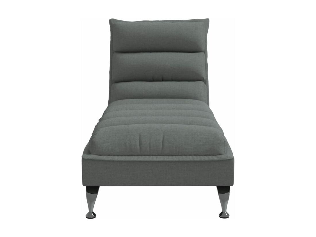Vente Unique Chaise Longue Avec Coussins Gris Foncé Tissu