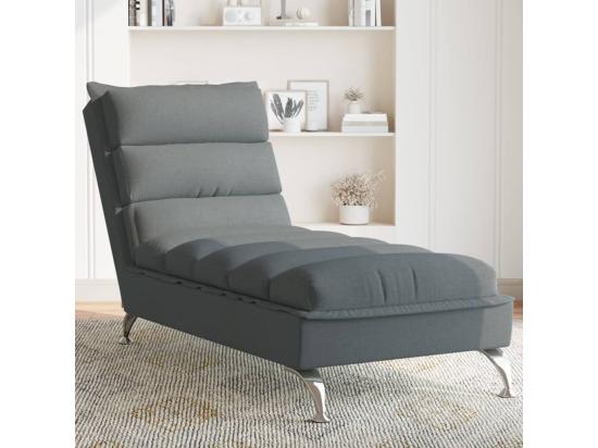 vente unique Chaise longue avec coussins gris foncé tissu