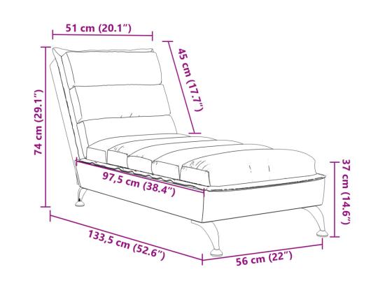 Vente Unique Chaise Longue Avec Coussins Noir Tissu