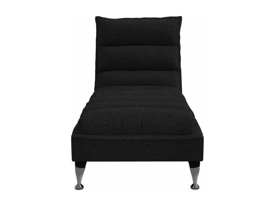 Vente Unique Chaise Longue Avec Coussins Noir Tissu