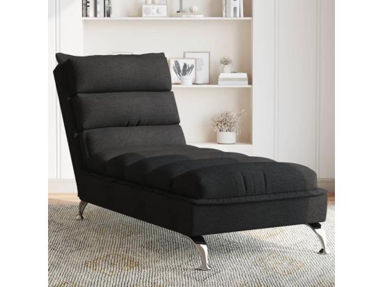 vente unique Chaise longue avec coussins noir tissu