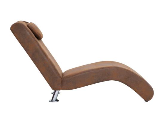 Vente Unique Chaise Longue Avec Oreiller Marron Similicuir Daim