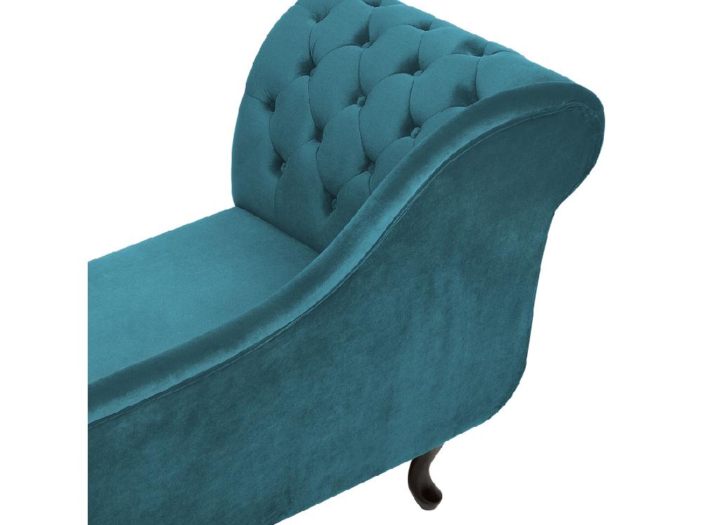 Vente Unique Chaise Longue Chesterfield En Velours Vert Canard Côté Droite NIMES