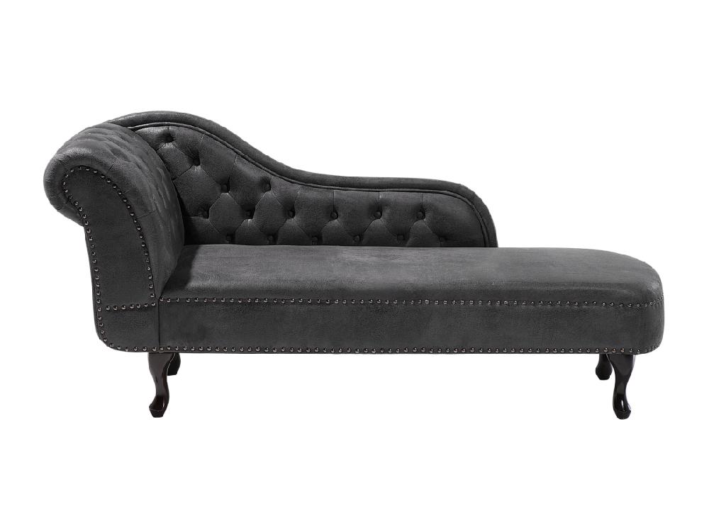 vente unique Chaise longue Chesterfield grise en cuir PU NIMES