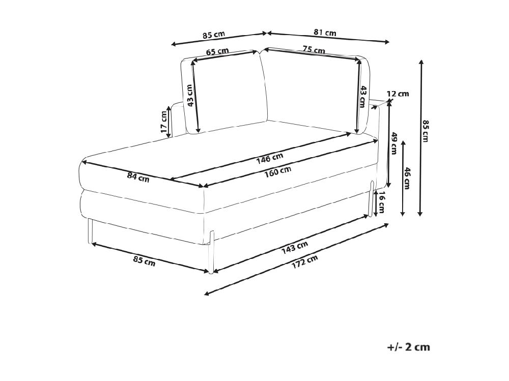 Vente Unique Chaise Longue Côté Droit En Cuir PU Marron Doré REBAIS