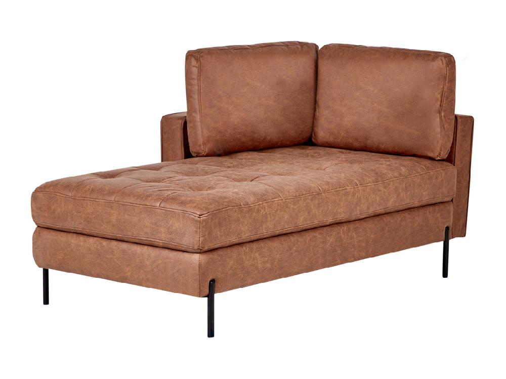 Vente Unique Chaise Longue Côté Droit En Cuir PU Marron Doré REBAIS