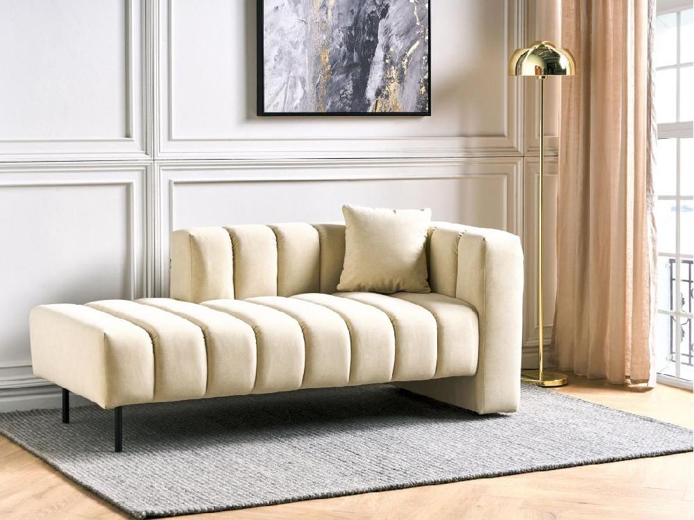 Vente Unique Chaise Longue Côté Droit En Similicuir Vegan Blanc Cassé LANNILS