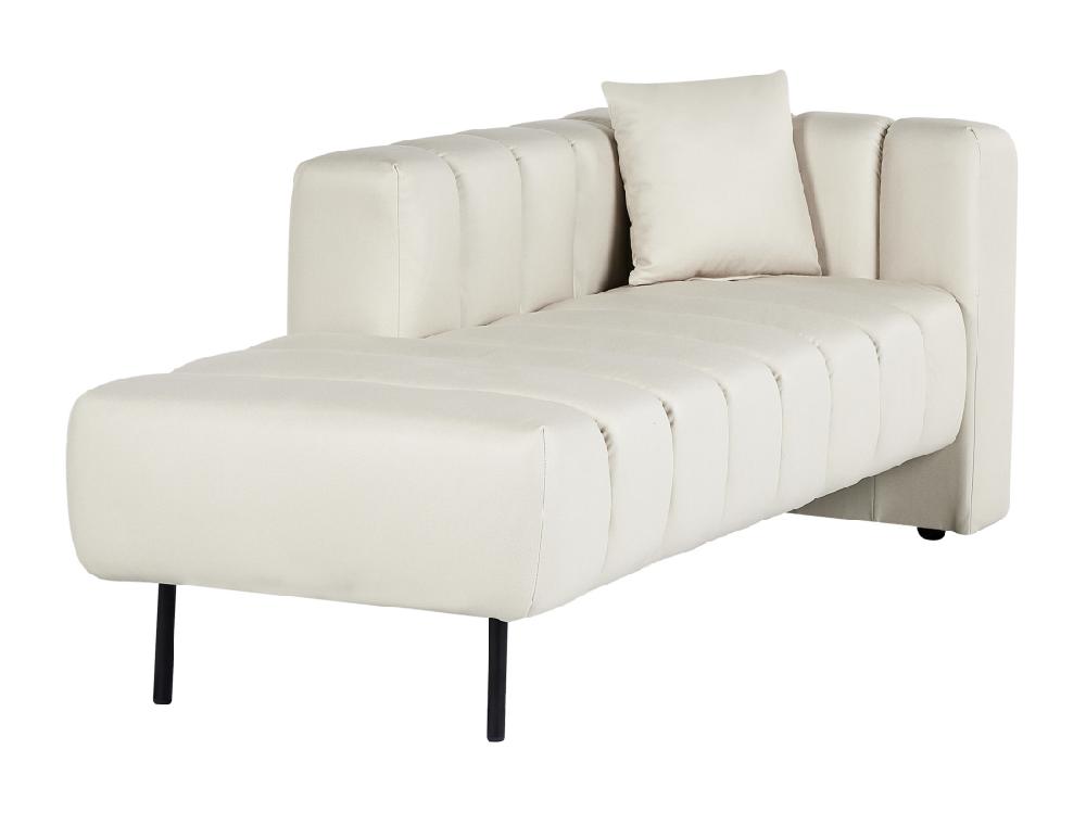 Vente Unique Chaise Longue Côté Droit En Similicuir Vegan Blanc Cassé LANNILS