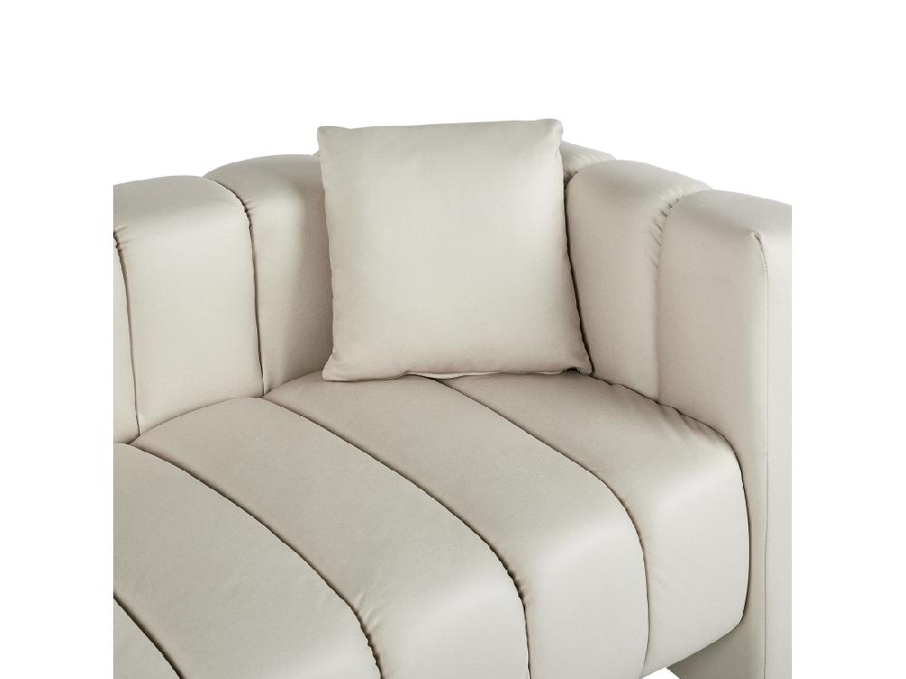 vente unique Chaise longue côté droit en similicuir vegan blanc cassé LANNILS