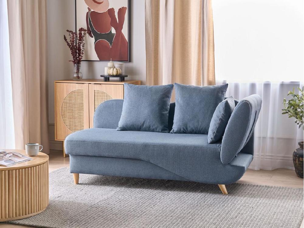 vente unique Chaise longue côté droit en tissu bleu MERI II