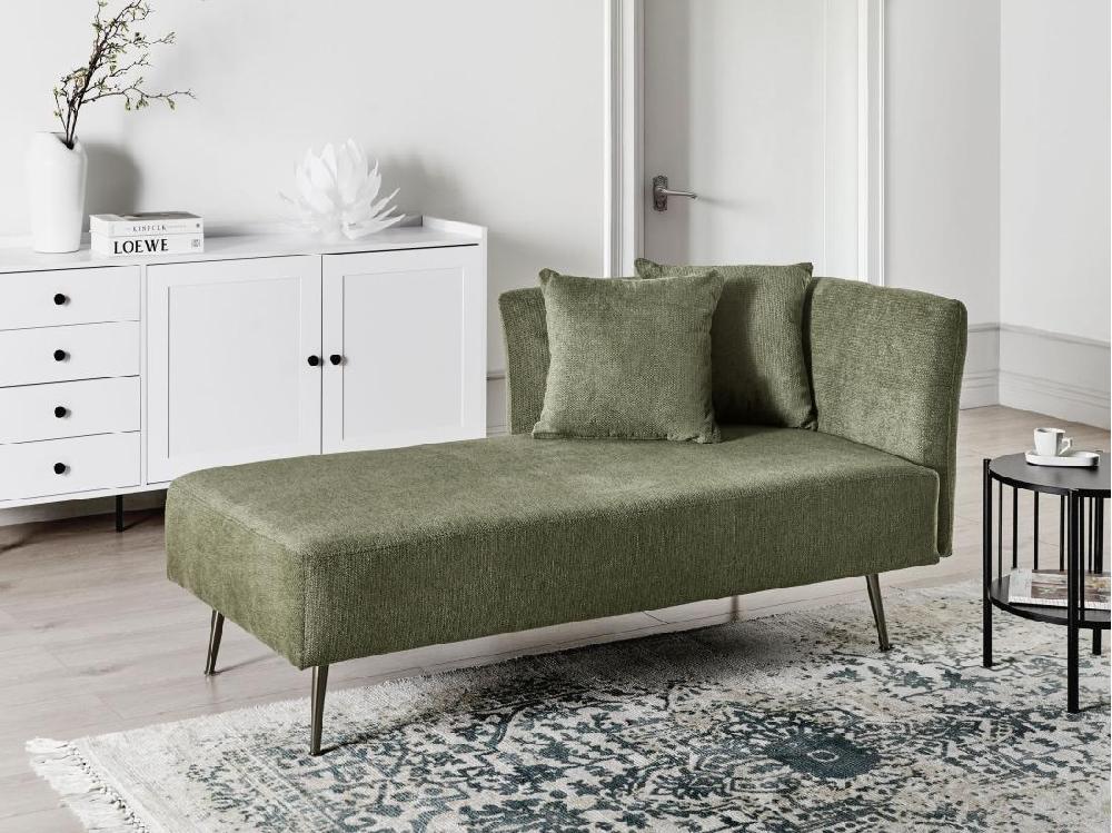Vente Unique Chaise Longue Côté Droit En Tissu Vert RIOM