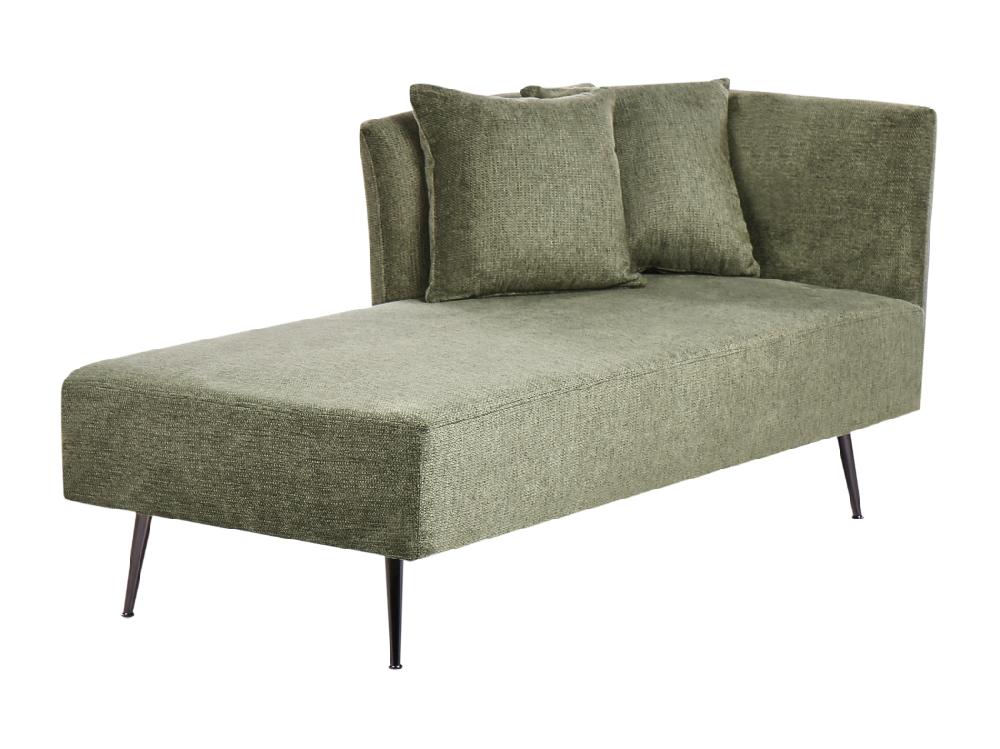 Vente Unique Chaise Longue Côté Droit En Tissu Vert RIOM