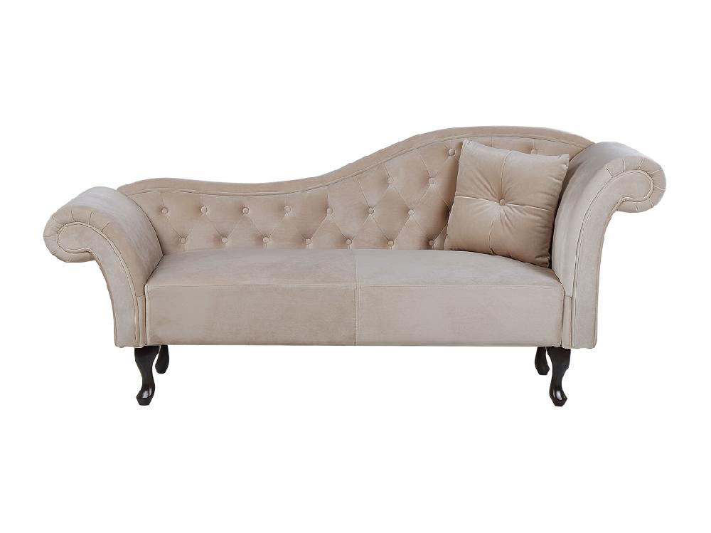 Vente Unique Chaise Longue Côté Droit En Velours Beige LATTES