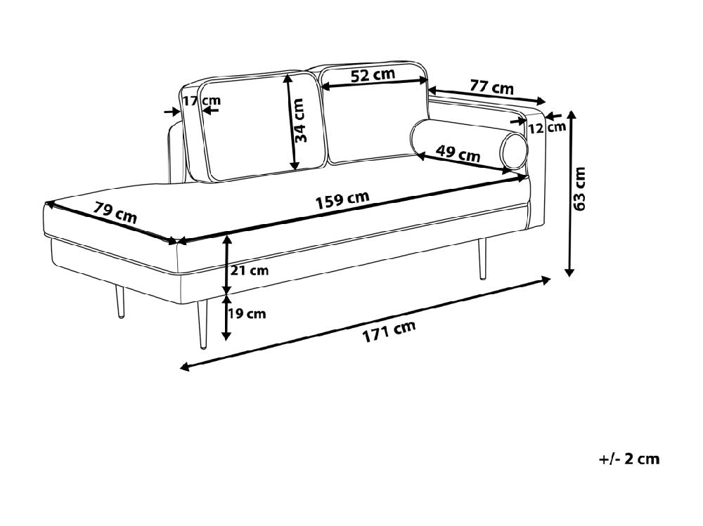 Vente Unique Chaise Longue Côté Droit En Velours Beige MIRAMAS