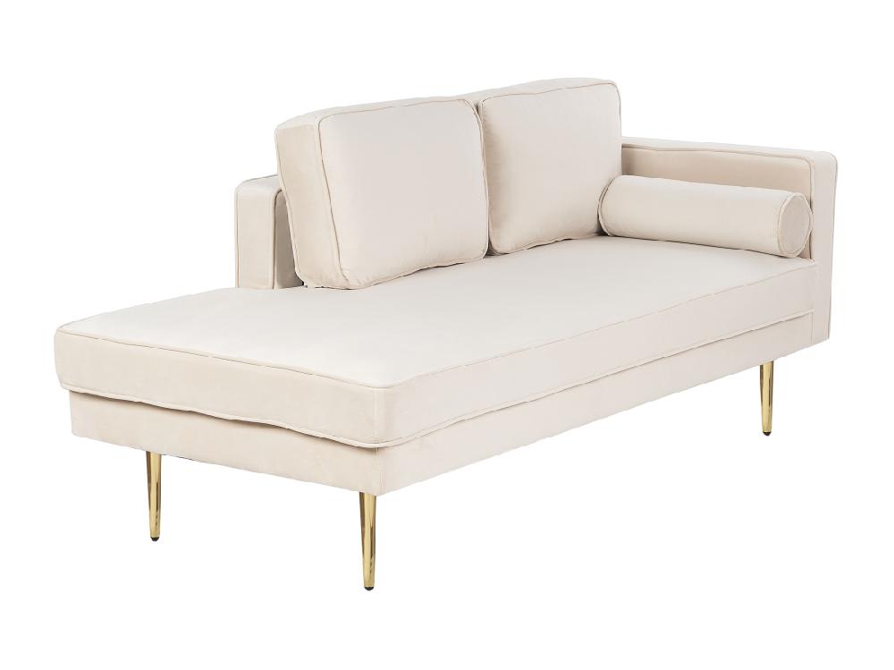 Vente Unique Chaise Longue Côté Droit En Velours Beige MIRAMAS