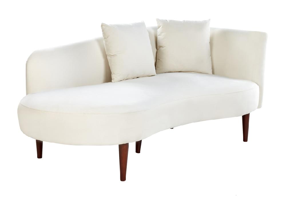 Vente Unique Chaise Longue Côté Droit En Velours Blanc Crème CHAUMONT