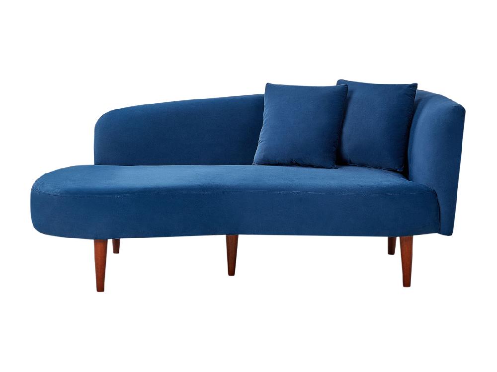 vente unique Chaise longue côté droit en velours bleu CHAUMONT