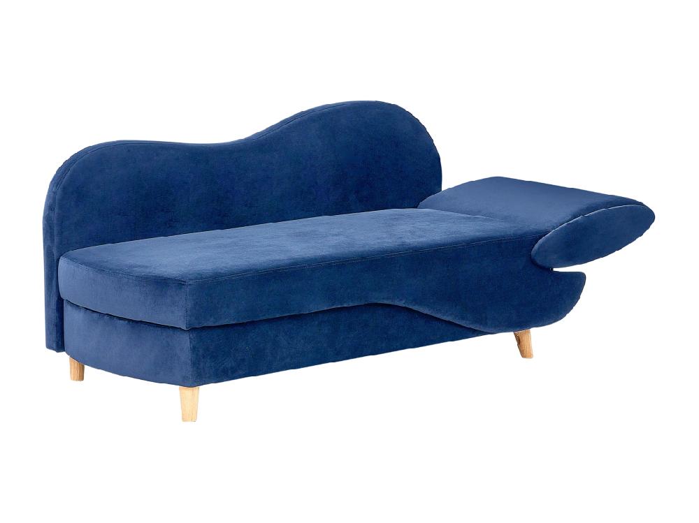 Vente Unique Chaise Longue Côté Droit En Velours Bleu MERI II